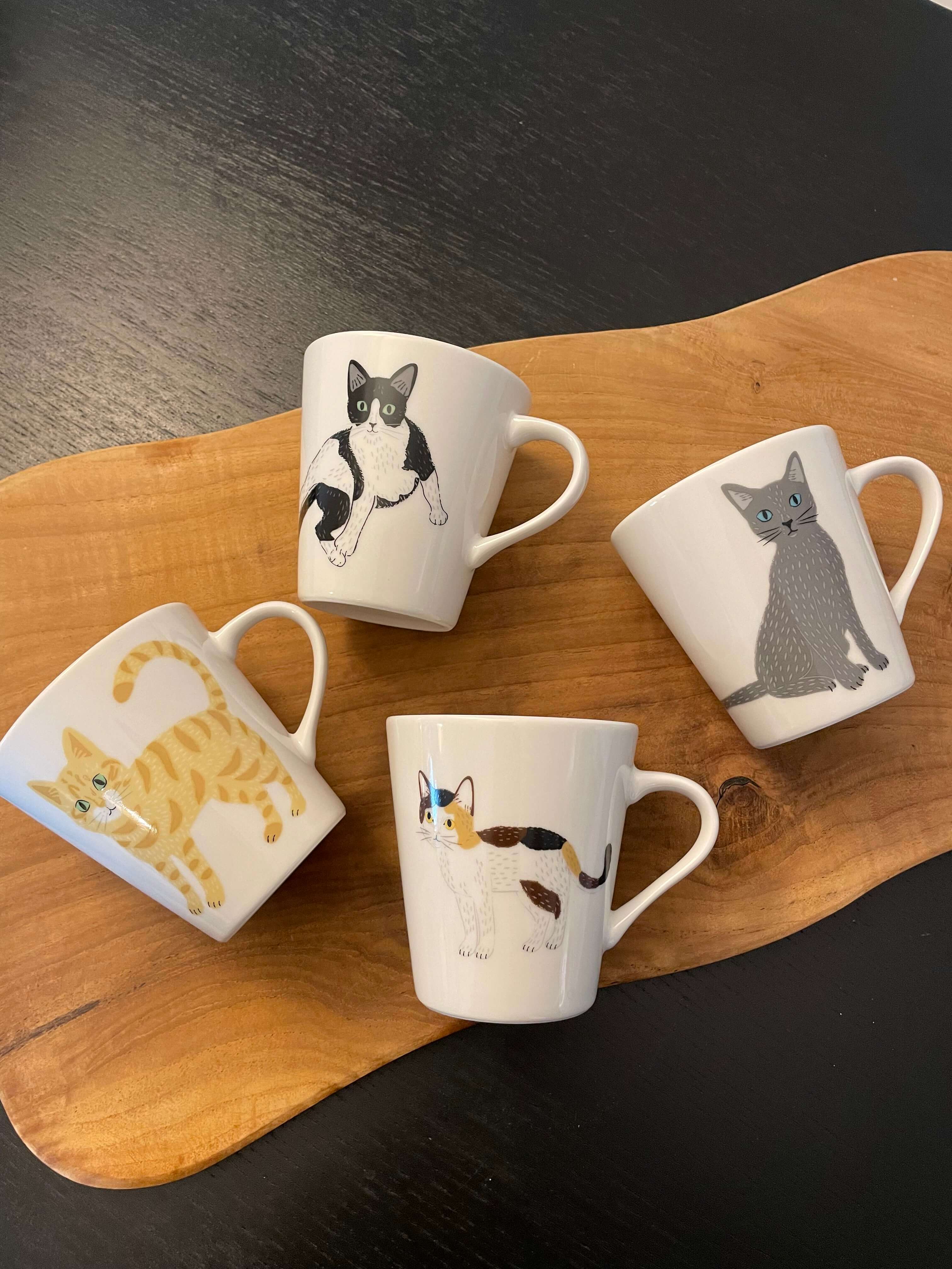 Hand Painted Mugs - Grey Cat Guri - Image 3